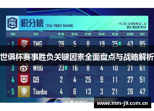 世俱杯赛事胜负关键因素全面盘点与战略解析 世俱杯赛事胜负关键因素全面盘点与战略解析
